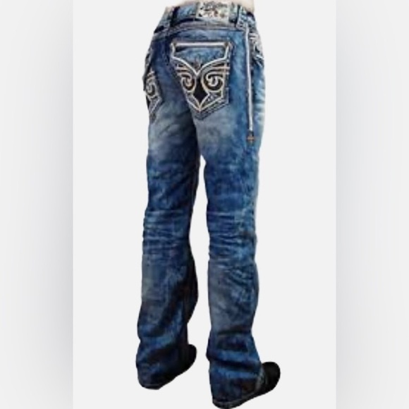 Affliction Cooper Burning Men’s Blue Jeans  size 31 X 32 Sold Out In Stores - Picture 2 of 14